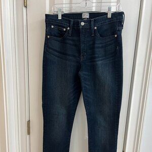 J.Crew 9" Toothpick Jeans in Dark Blue Denim - Size 30 Tall